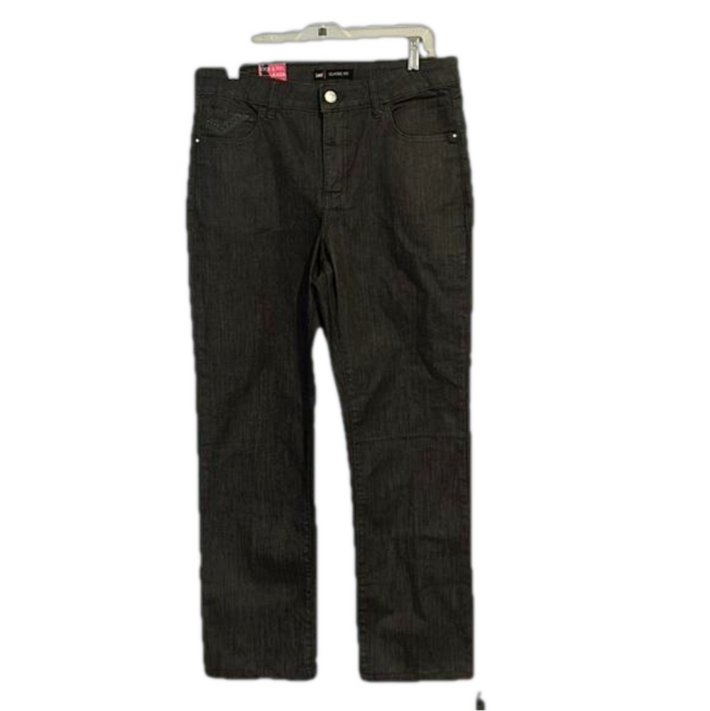 NWT LEE Size 12 Classic Fit gray wash jeans with rhinestone detailing